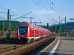 Eine RB von Lichtenfels nach Großheringen erreicht Saalfeld (Saale) auf Gleis 5. Dies ist die einzige RB aus Lichtenfels, die nicht nach Naumburg (Saale) Hbf weiterfährt. (14.07.2010)